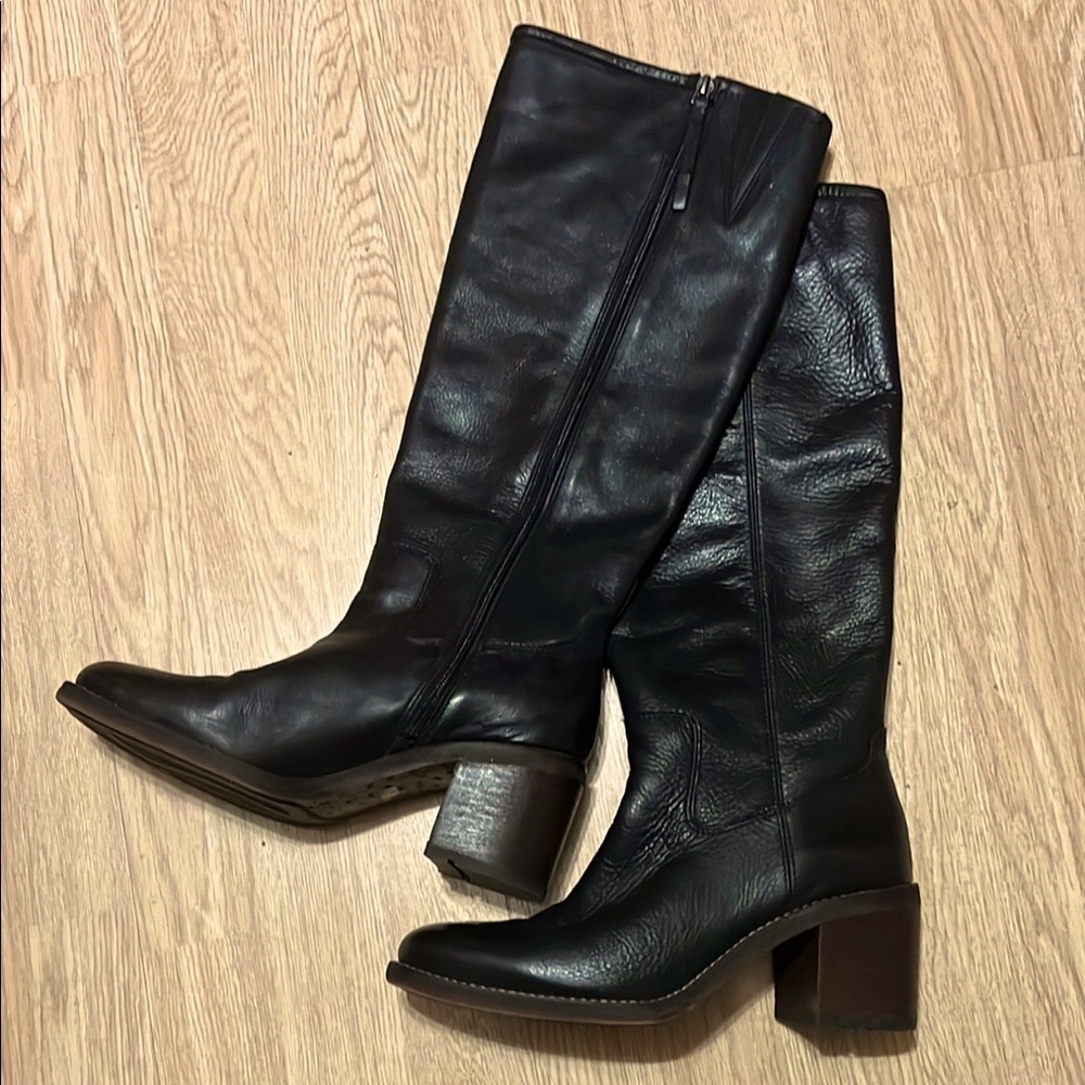 Franco Sarto Black Leather Knee-High Boots - Size 10 - Picture 4 of 10